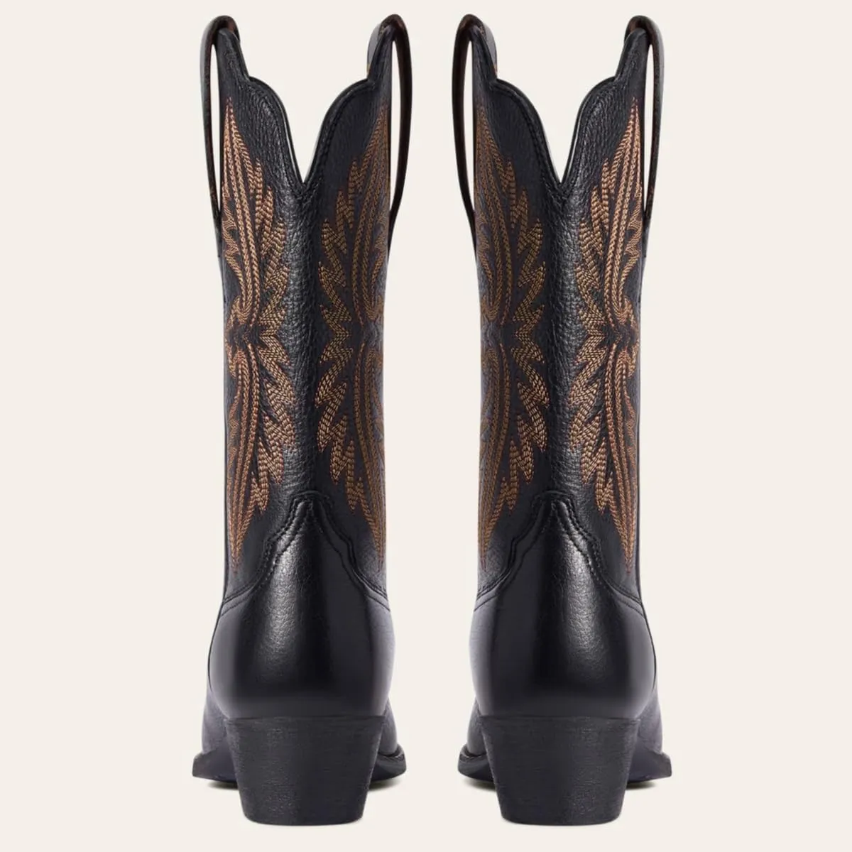 Women Vintage Embroidered Cowboy Boots Mid Calf Pointed Toe Knee High Western Boots Chunky Stacked Heel Pull On Mid Calf Cowgirl Boots V Cut Retro Casual Street Party 4-11 M US