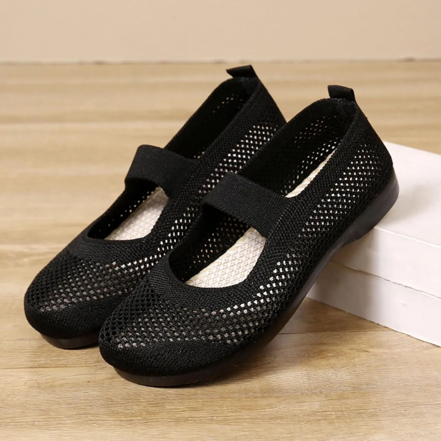 Women Woven Sneakers Mesh Slip On Walking Shoes Lightweight Breathable Casual Comfortable Sneakers with Arch Support