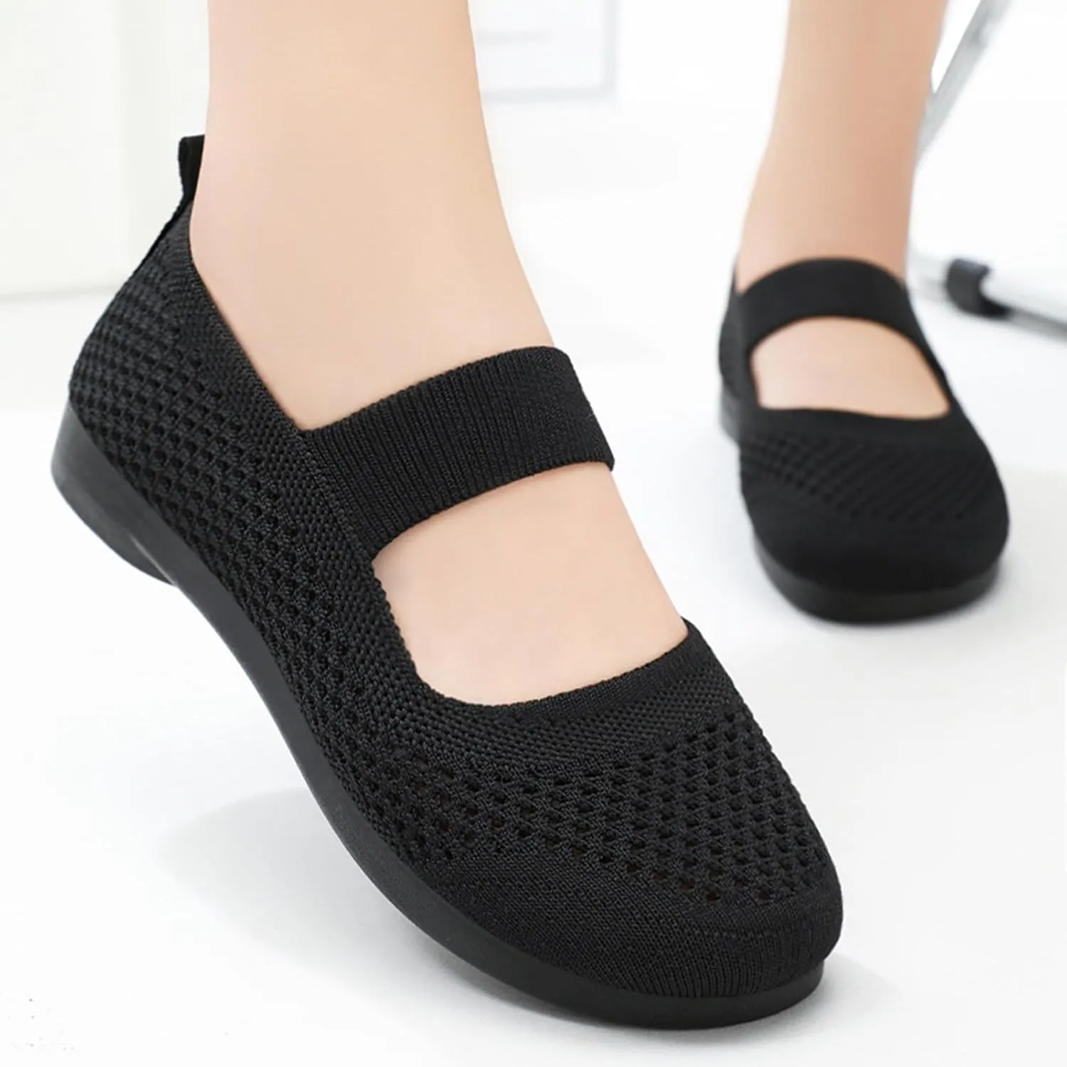 Women Woven Sneakers Mesh Slip On Walking Shoes Lightweight Breathable Casual Comfortable Sneakers with Arch Support