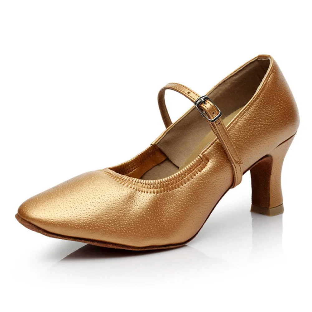 Women's 1.8" 2.7'' Heel Leather Black Latin Social Shoes