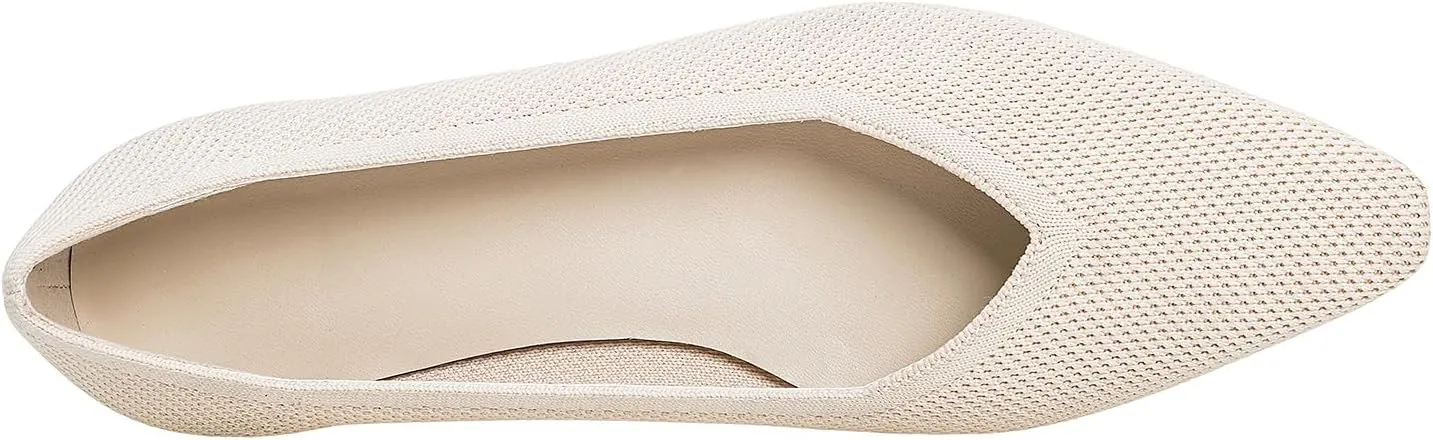 Women's Ballet Walking Flats Comfortable Pointed Toe Mesh Shoes Dressy Work Office Casual Wedding Knit Slip On