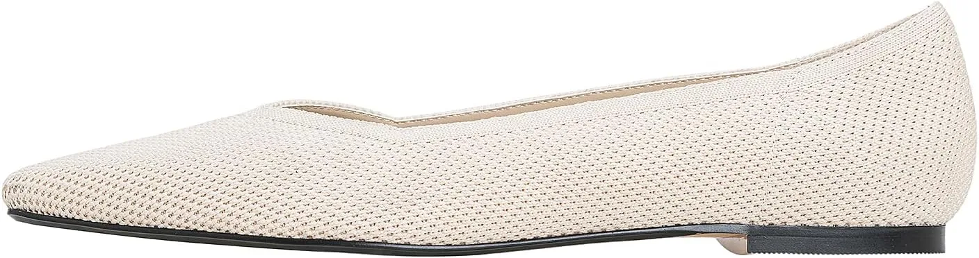 Women's Ballet Walking Flats Comfortable Pointed Toe Mesh Shoes Dressy Work Office Casual Wedding Knit Slip On