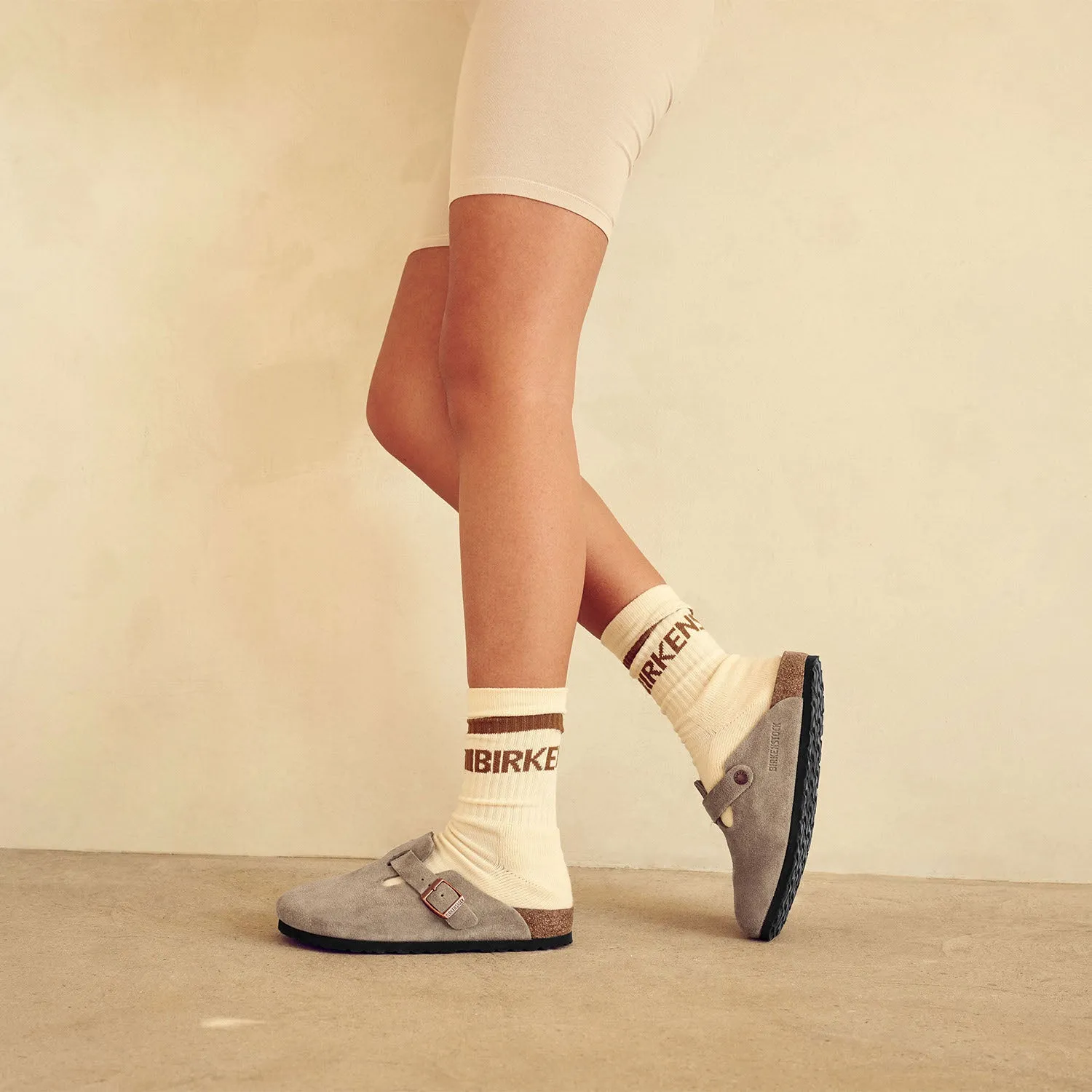 Women's Birkenstock Cotton Crew Stripe Eggshell