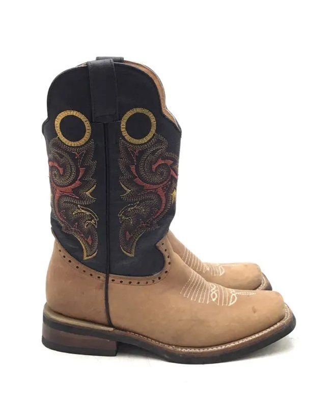 Women's Brown Black Cowgirl Western Boots - Size 4.5