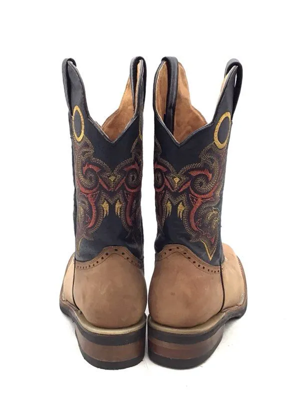 Women's Brown Black Cowgirl Western Boots - Size 4.5