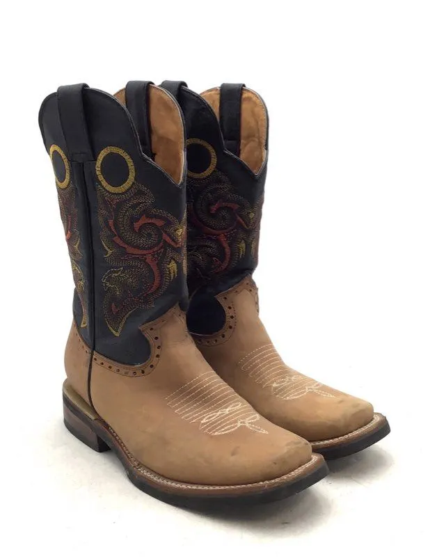 Women's Brown Black Cowgirl Western Boots - Size 4.5