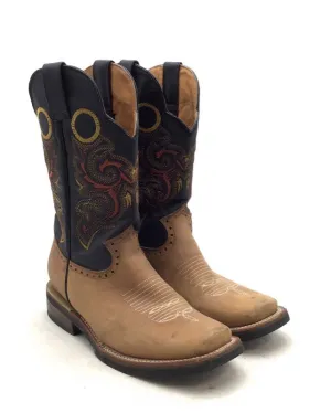 Women's Brown Black Cowgirl Western Boots - Size 4.5