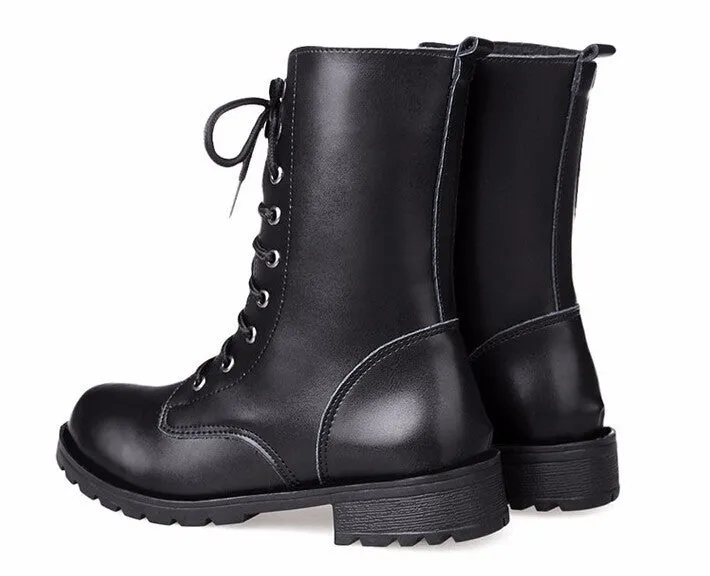 Women's Casual Lace-Up Motorcycle Boots