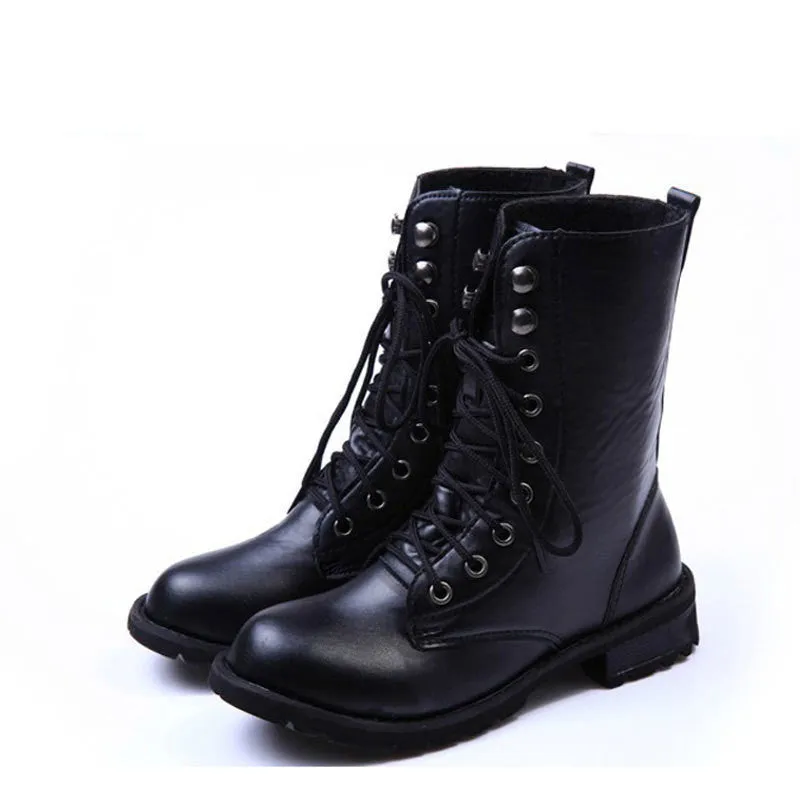 Women's Casual Lace-Up Motorcycle Boots