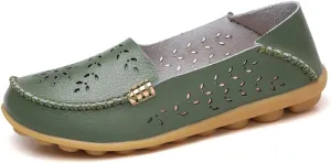 Women's Casual Round Head Moccasin Shoes Comfortable Leather Breathable Loafers Walking Nurse Breathable Driving Fashion Soft Shoes