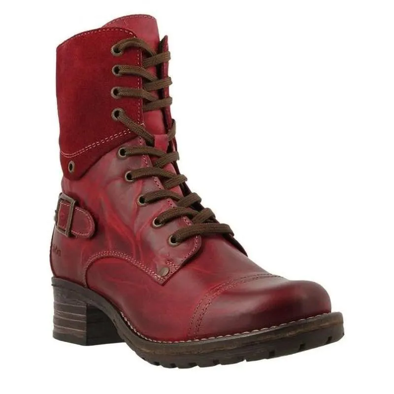 Women's chunky combat boots zipper lace-up ankle boots