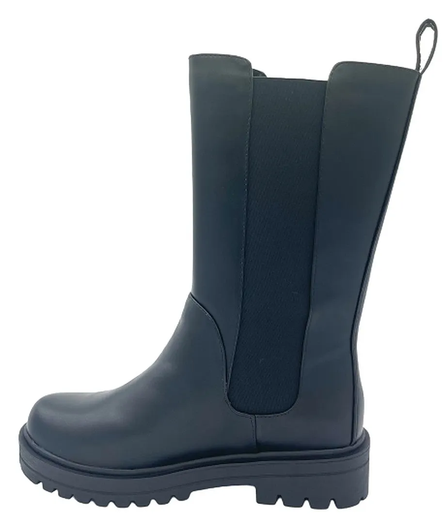 Women's Chunky Platform Chelsea Boots Mid Calf Boots Pull-on Ankle Booties-Patio By Soda
