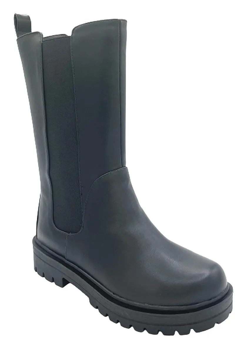 Women's Chunky Platform Chelsea Boots Mid Calf Boots Pull-on Ankle Booties-Patio By Soda