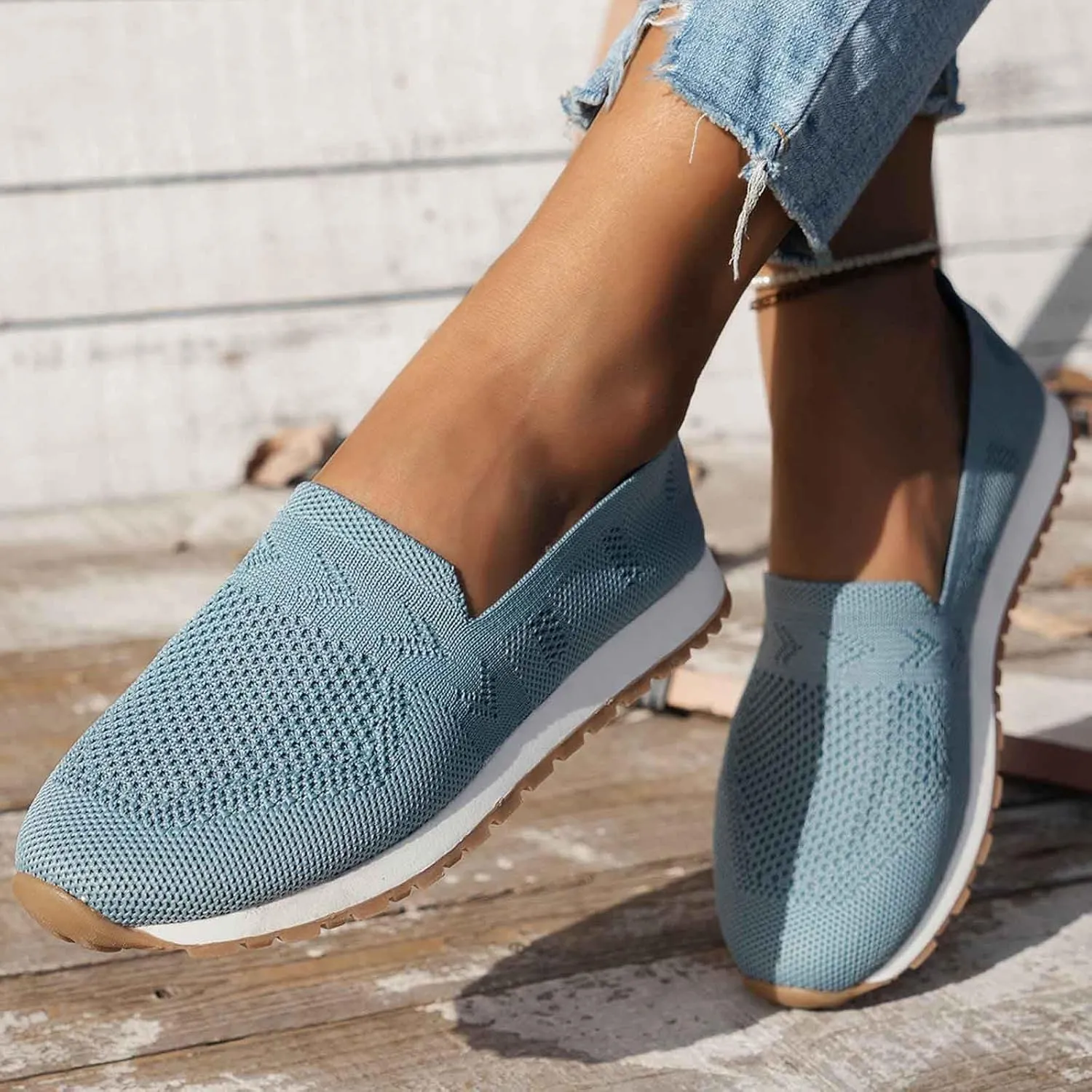 Women's Dress Flat Ballet Low Wedge Women's Slip On Travel Soft Men's Breathable Mesh Casual Light Outdoor Hiking Shoes