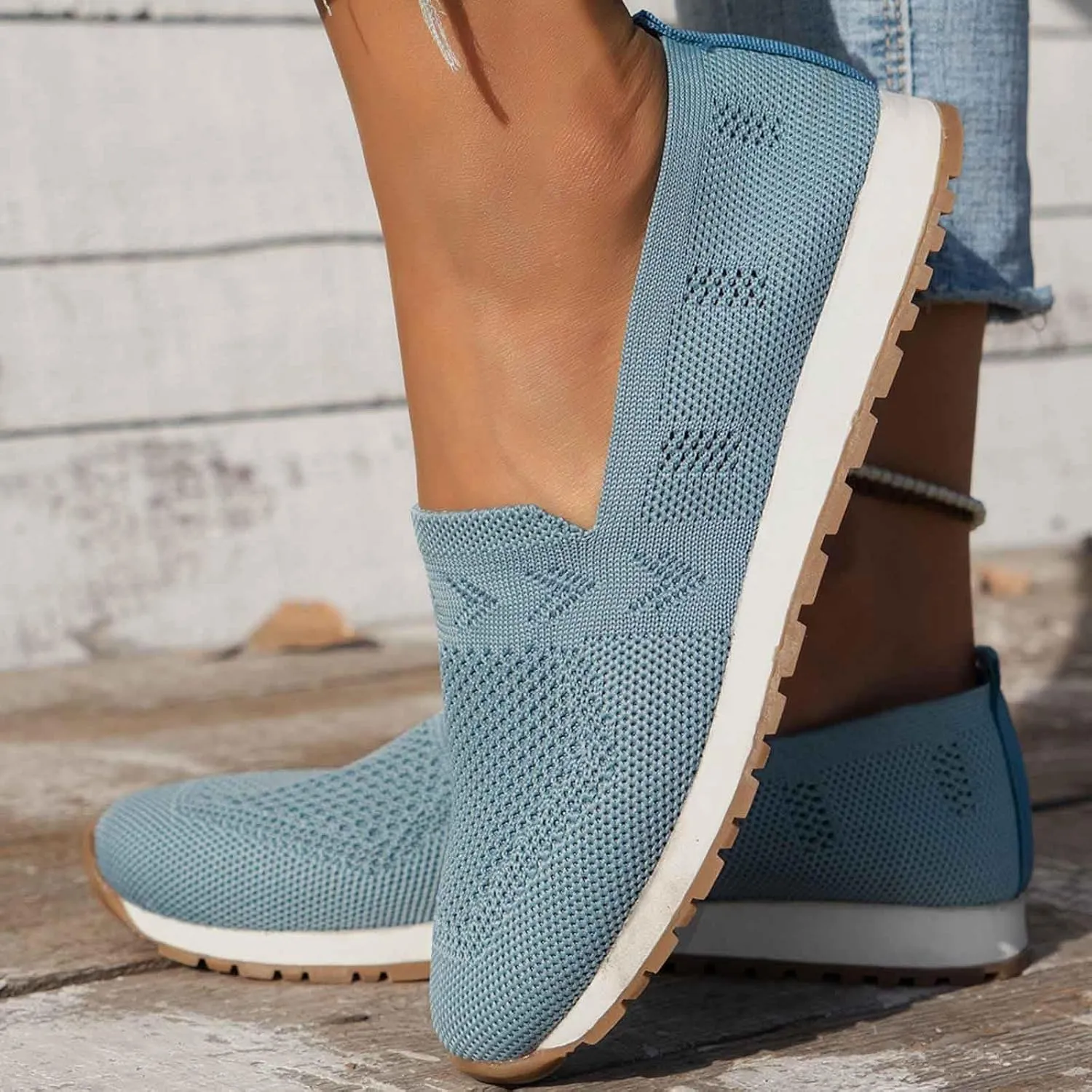 Women's Dress Flat Ballet Low Wedge Women's Slip On Travel Soft Men's Breathable Mesh Casual Light Outdoor Hiking Shoes
