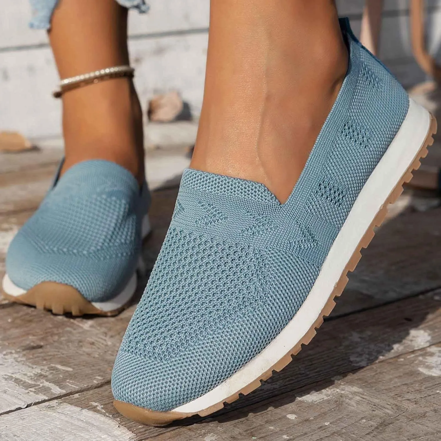Women's Dress Flat Ballet Low Wedge Women's Slip On Travel Soft Men's Breathable Mesh Casual Light Outdoor Hiking Shoes