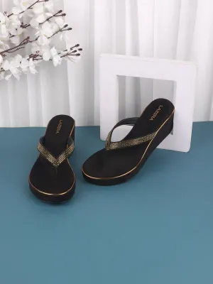 Women's Embellished Wedge Flip-Flops (1507)