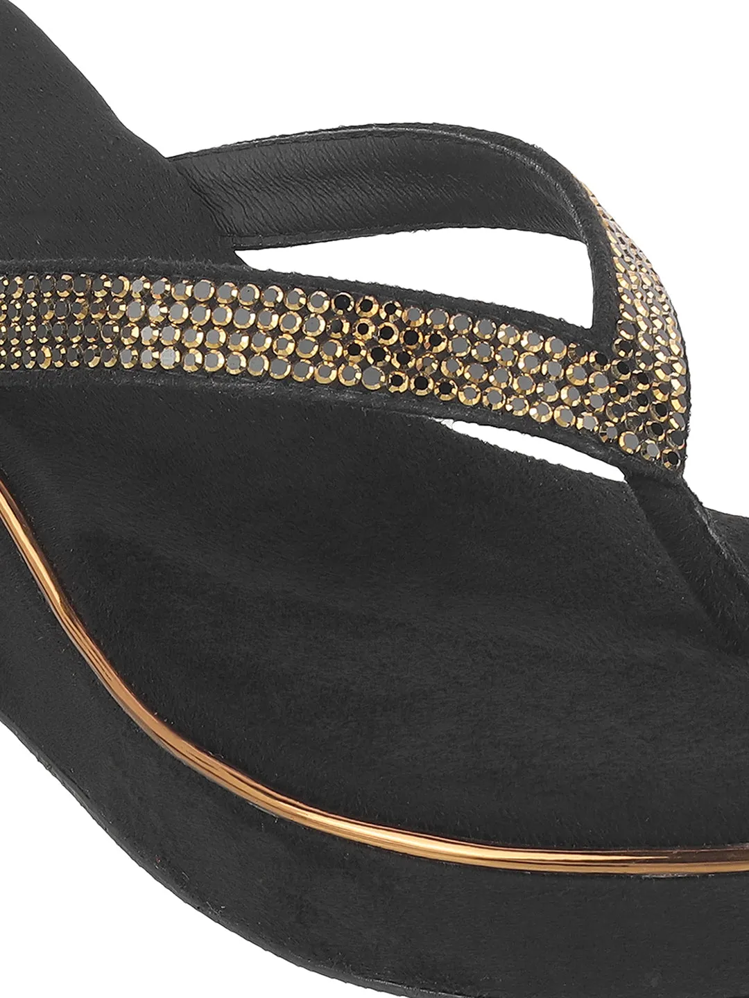 Women's Embellished Wedge Flip-Flops (1507)