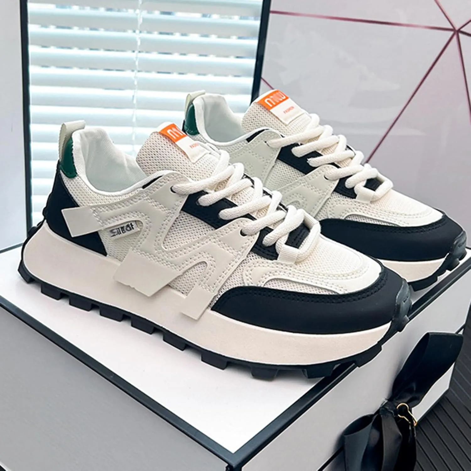 Women's Fashion Dad Sneakers - Comfortable/Breathable Trainers for On-Trend Look - Height Increasing Platform Shoes - Athletic Style,White-39