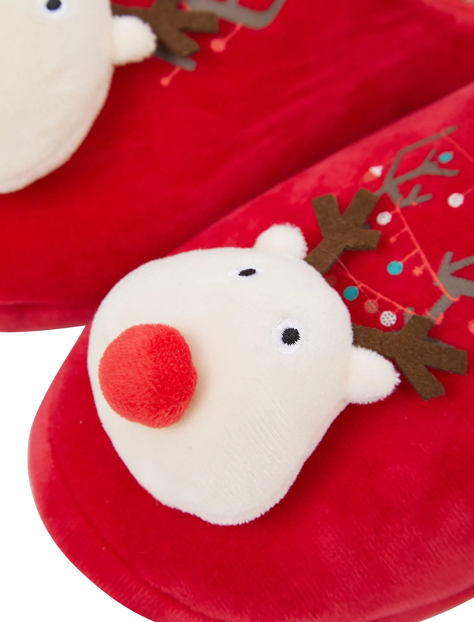 Women's Foxy 3D Rudolph Reindeer Christmas Mule Slippers in Red - Merry Christmas