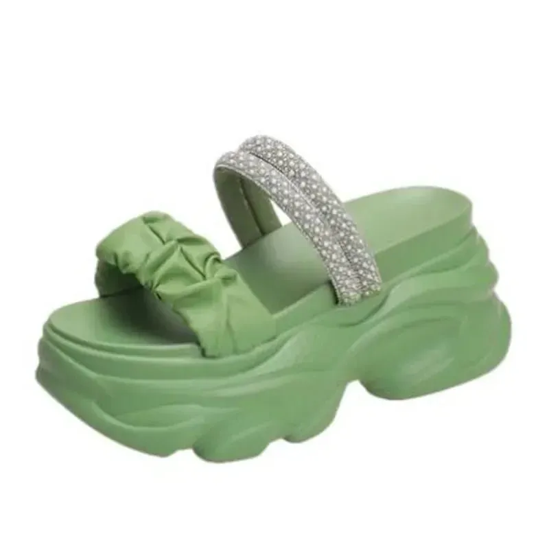Women's High Heel Clogs – Rhinestone Embellishments, Super High