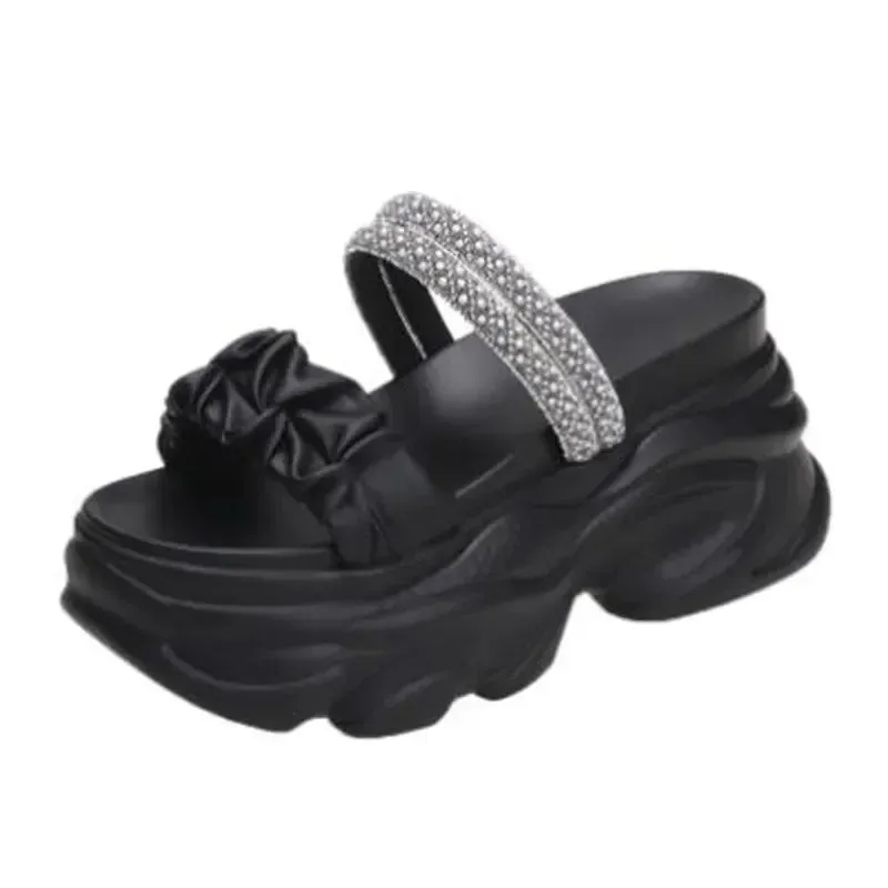 Women's High Heel Clogs – Rhinestone Embellishments, Super High