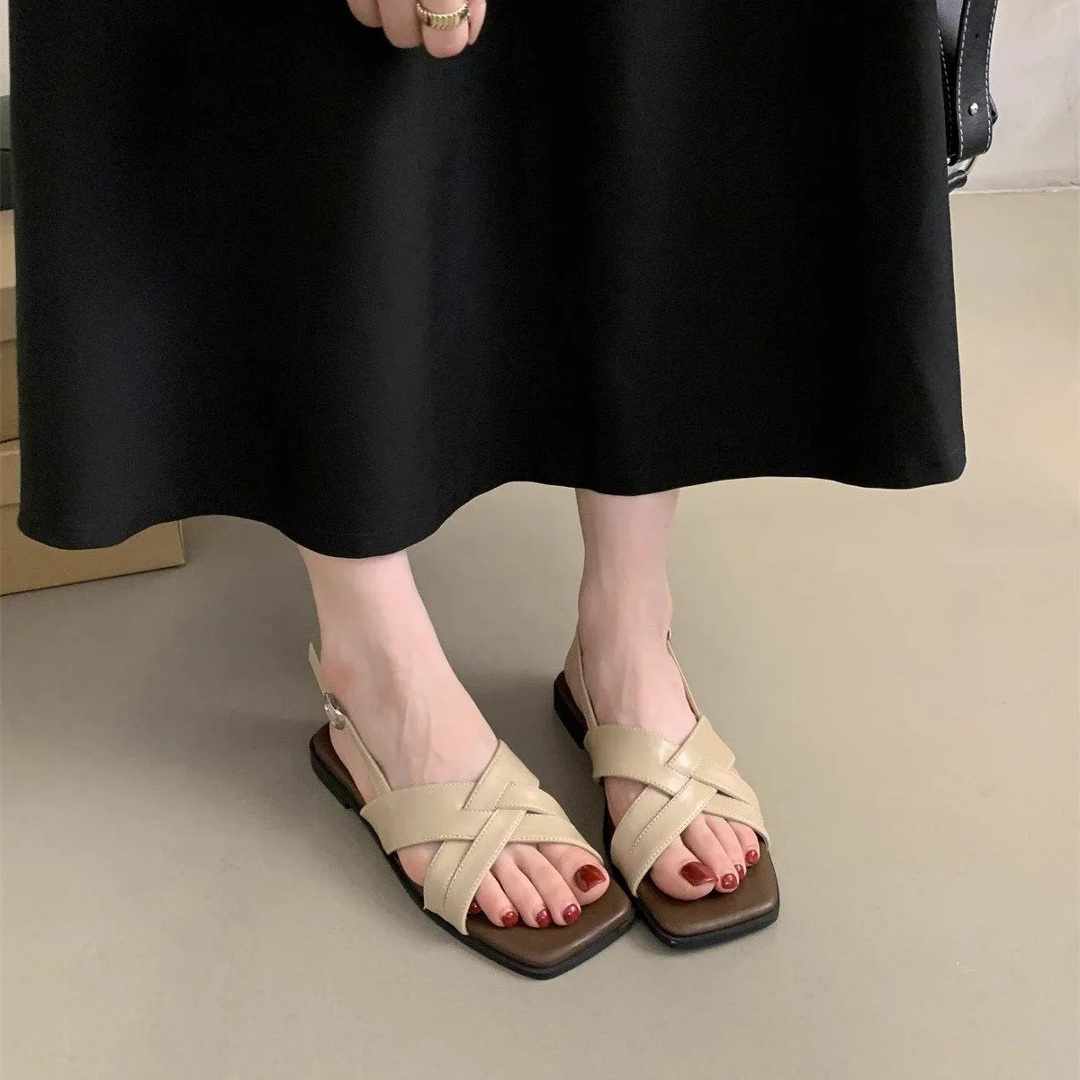 Women's Leather Soft Flat Sandals