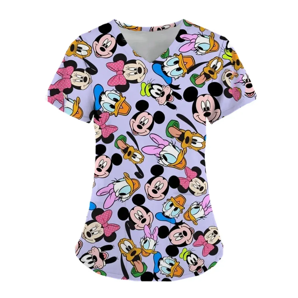 Women's Mickey Mouse Print Surgical Gown Set - Medical, Nursing, Beauty Salon & Hydrotherapy Work Uniform