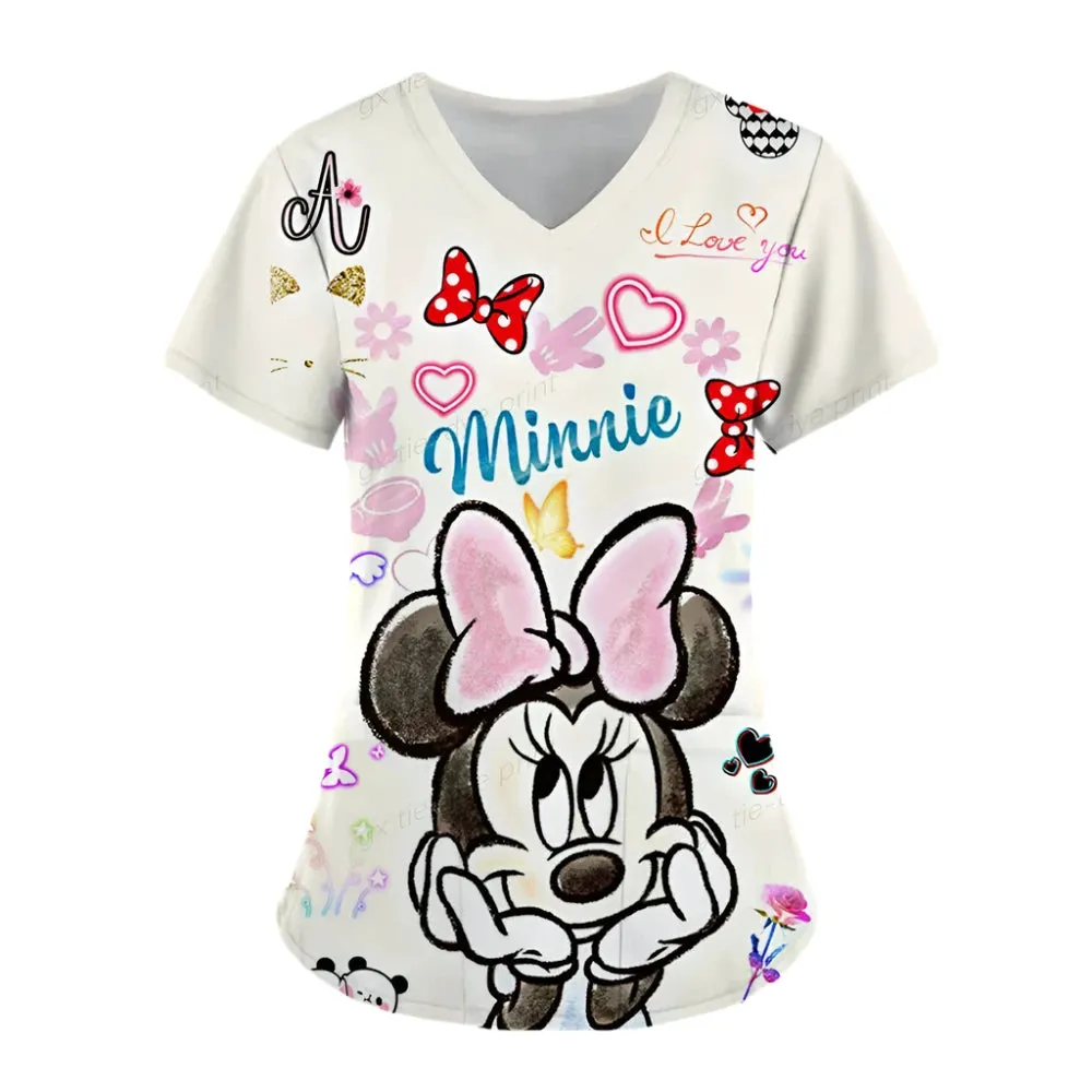 Women's Mickey Mouse Print Surgical Gown Set - Medical, Nursing, Beauty Salon & Hydrotherapy Work Uniform