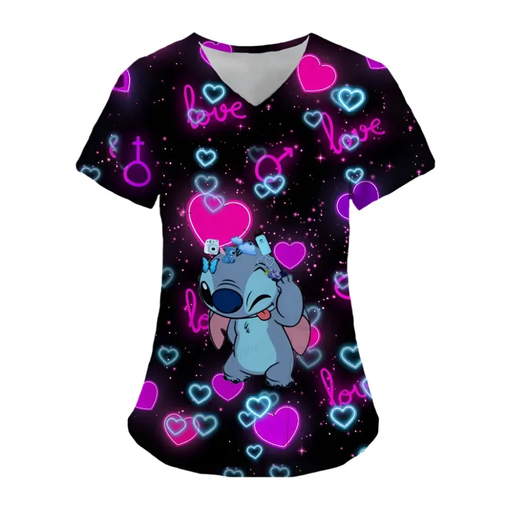 Women's Mickey Mouse Print Surgical Gown Set - Medical, Nursing, Beauty Salon & Hydrotherapy Work Uniform