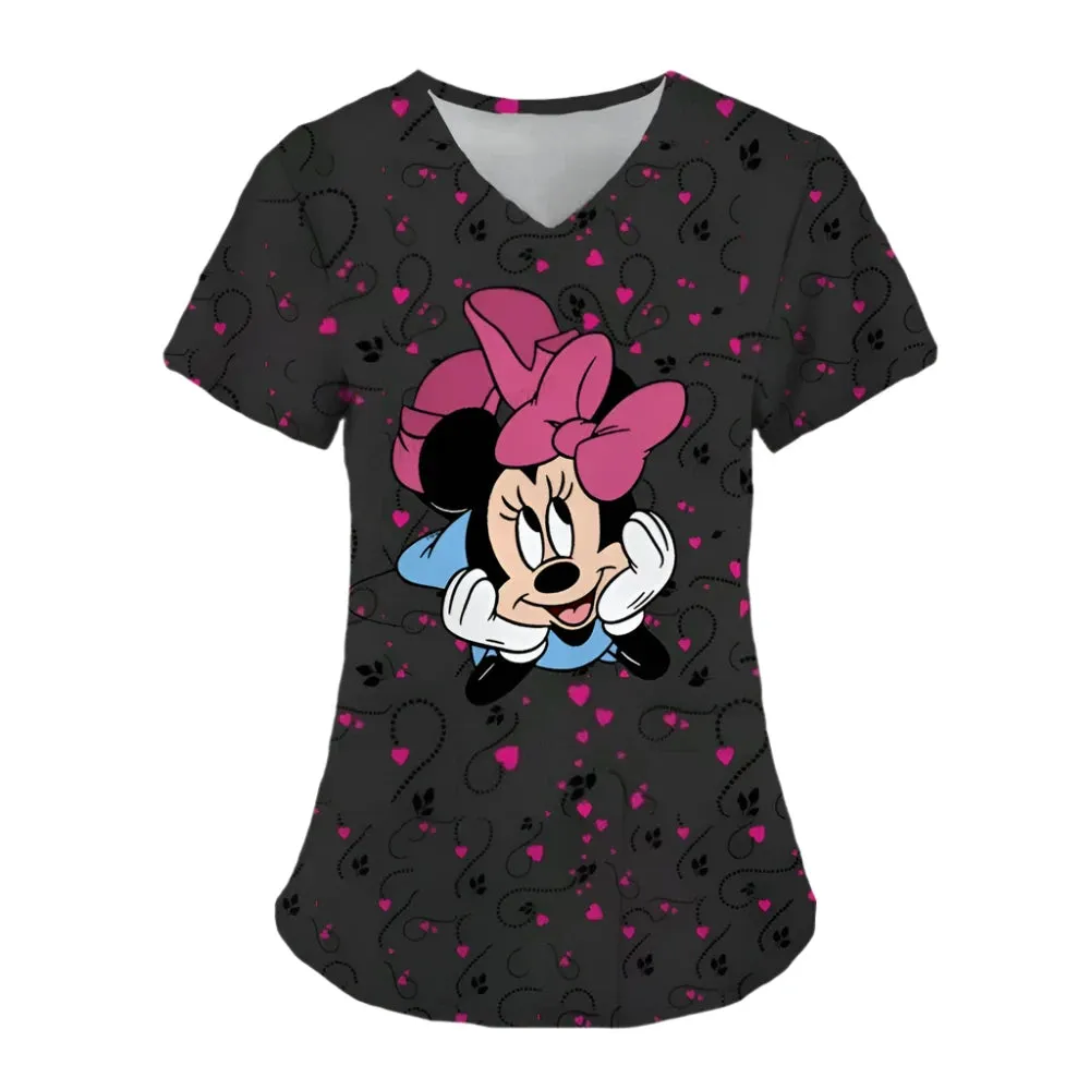 Women's Mickey Mouse Print Surgical Gown Set - Medical, Nursing, Beauty Salon & Hydrotherapy Work Uniform