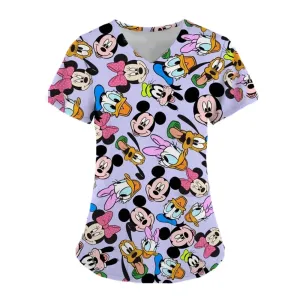 Women's Mickey Mouse Print Surgical Gown Set - Medical, Nursing, Beauty Salon & Hydrotherapy Work Uniform