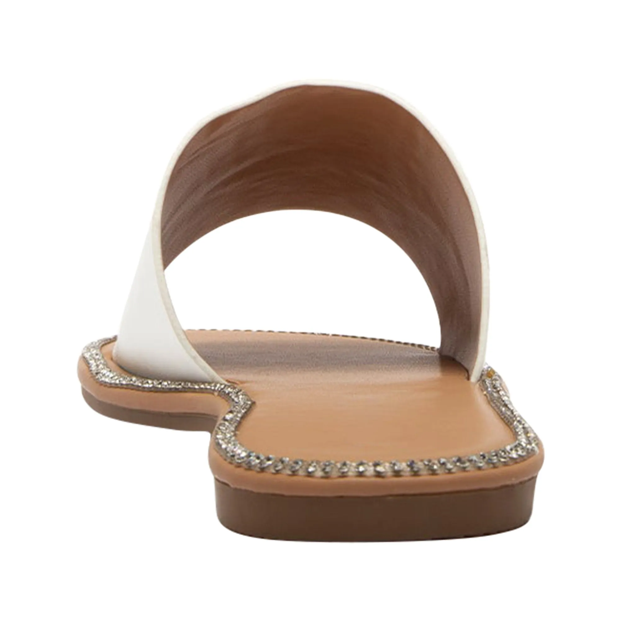 Women's One Band Flat Sandals Open Toe Slip On White