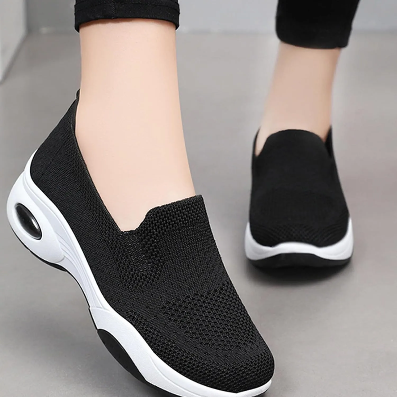 Women's Platform Shoes Flying Weaving Slip On Sneakers Lightweight Comfortable Loafers for Women Casual Breathable Outdoor Walking Shoes