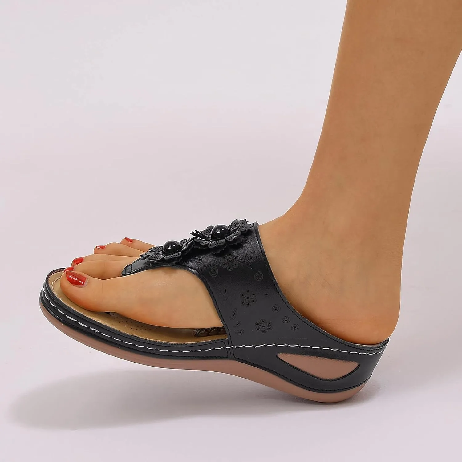 Womens Recovery Sandals with Orthotic Arch Support Comfortable Walking Slides Thick Cushion Footwear for Plantar Fasciitis Summer Outdoor Use