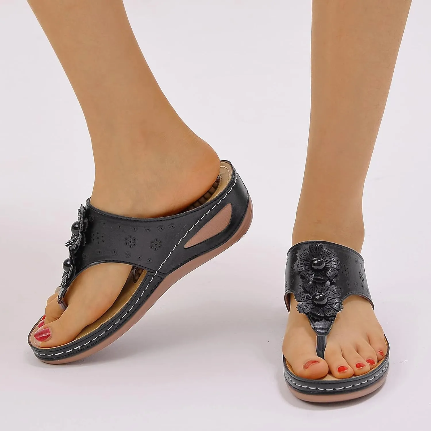 Womens Recovery Sandals with Orthotic Arch Support Comfortable Walking Slides Thick Cushion Footwear for Plantar Fasciitis Summer Outdoor Use