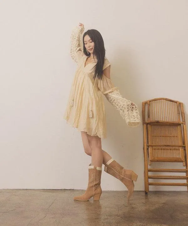 Womens Shoes - Halle Paneled Cowboy Boots
