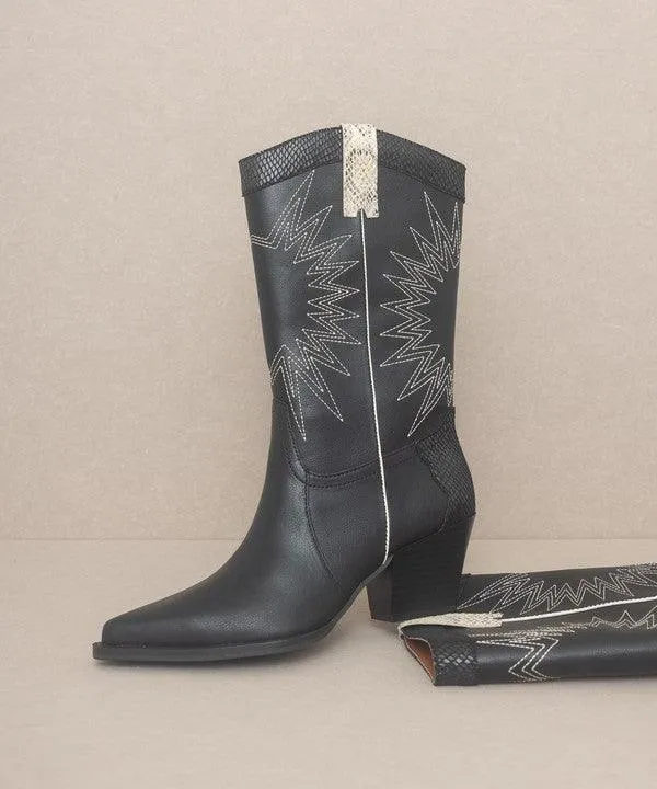Womens Shoes - Halle Paneled Cowboy Boots