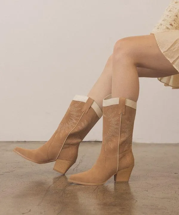 Womens Shoes - Halle Paneled Cowboy Boots