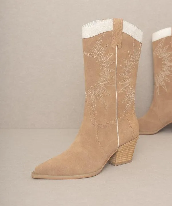 Womens Shoes - Halle Paneled Cowboy Boots
