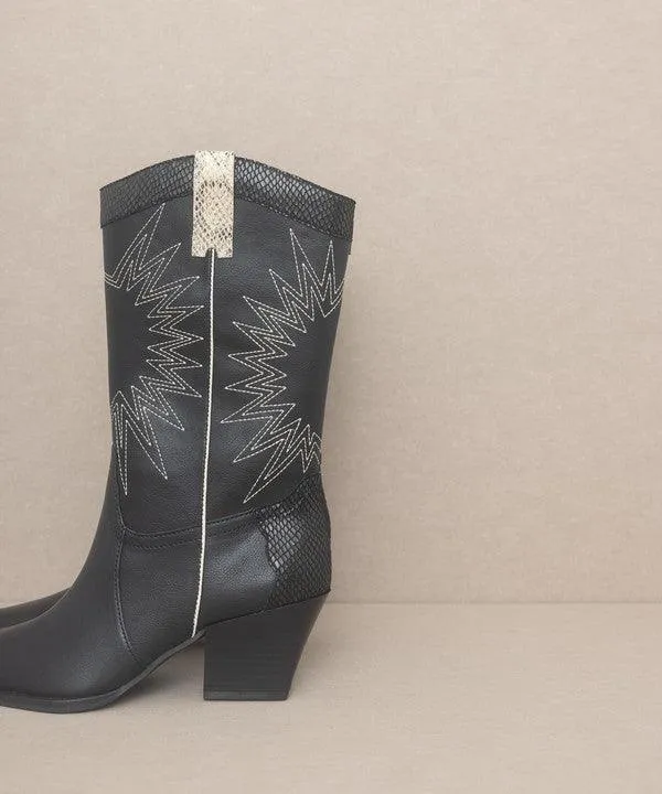 Womens Shoes - Halle Paneled Cowboy Boots