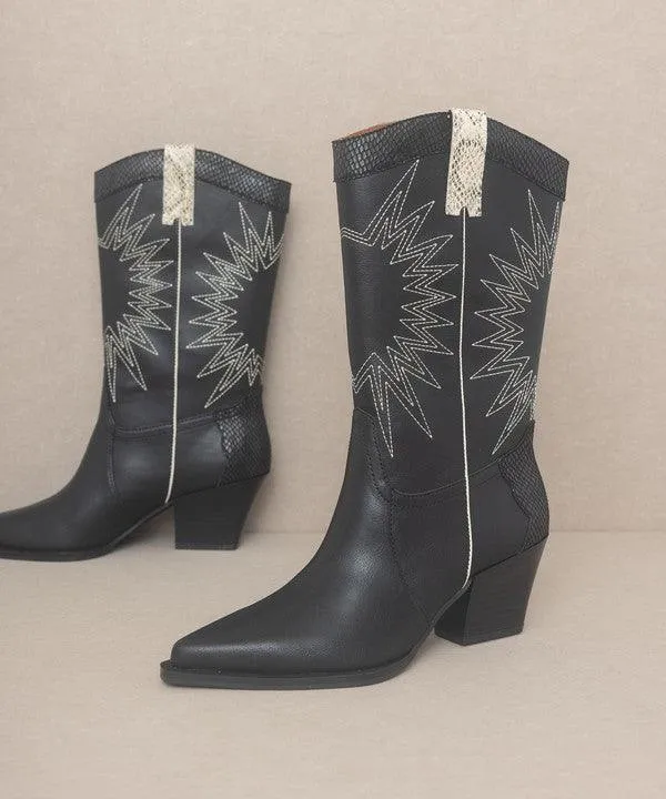 Womens Shoes - Halle Paneled Cowboy Boots
