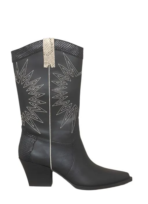 Womens Shoes - Halle Paneled Cowboy Boots