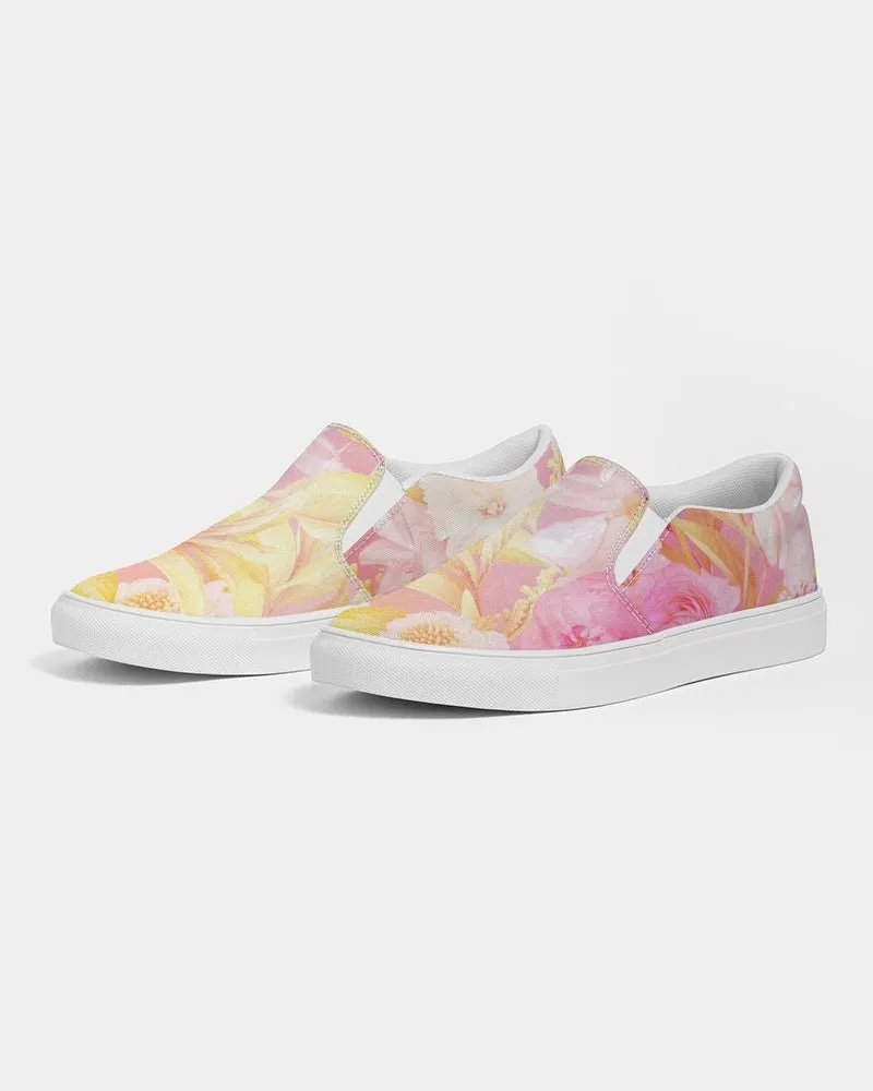 Women's Slip-On Canvas Shoe, Custom Design, Pink Floral Bliss