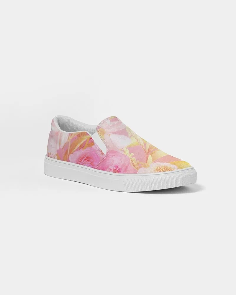 Women's Slip-On Canvas Shoe, Custom Design, Pink Floral Bliss