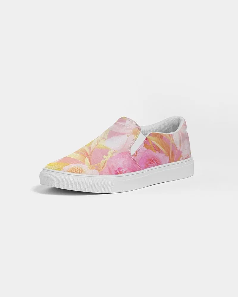 Women's Slip-On Canvas Shoe, Custom Design, Pink Floral Bliss
