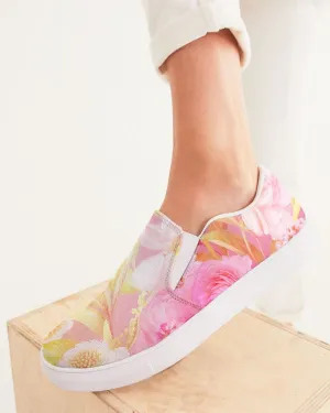 Women's Slip-On Canvas Shoe, Custom Design, Pink Floral Bliss