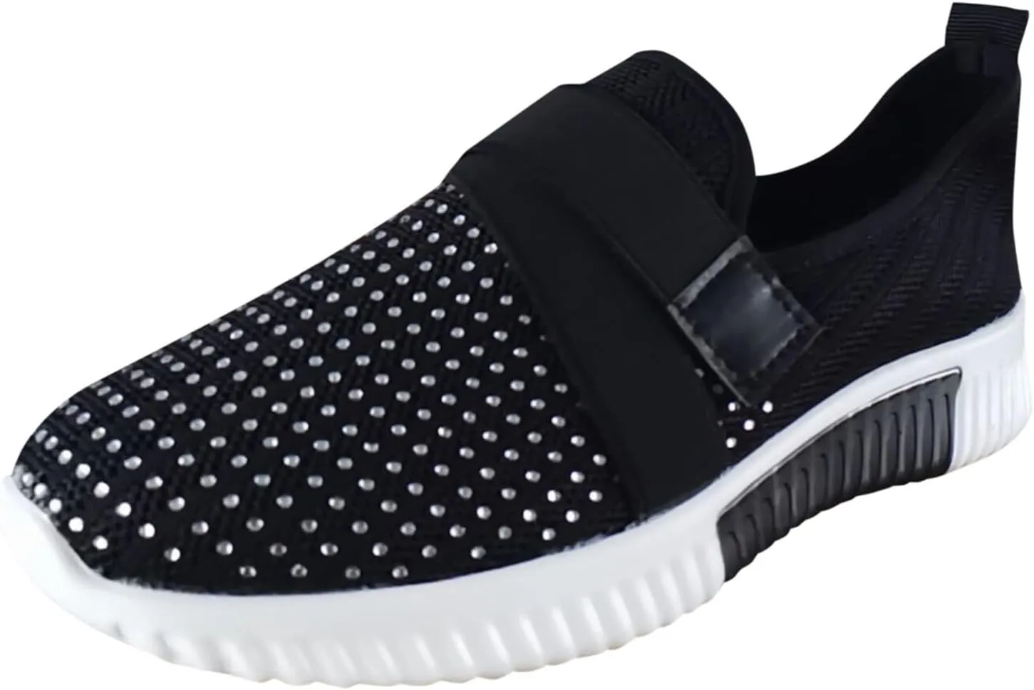 Women's Slip On Shoes Fashion Rhinestone Sneakers Versatile Dress Shoes Non Slip Thick Bottom Sneakers