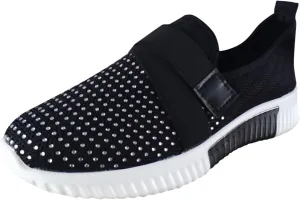 Women's Slip On Shoes Fashion Rhinestone Sneakers Versatile Dress Shoes Non Slip Thick Bottom Sneakers