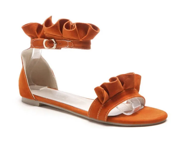 Women's Summer Gladiator Flat Sandals With Ruffles